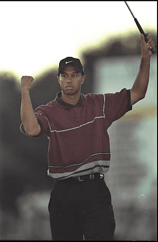Tiger Woods celebrates - American Express Championship
